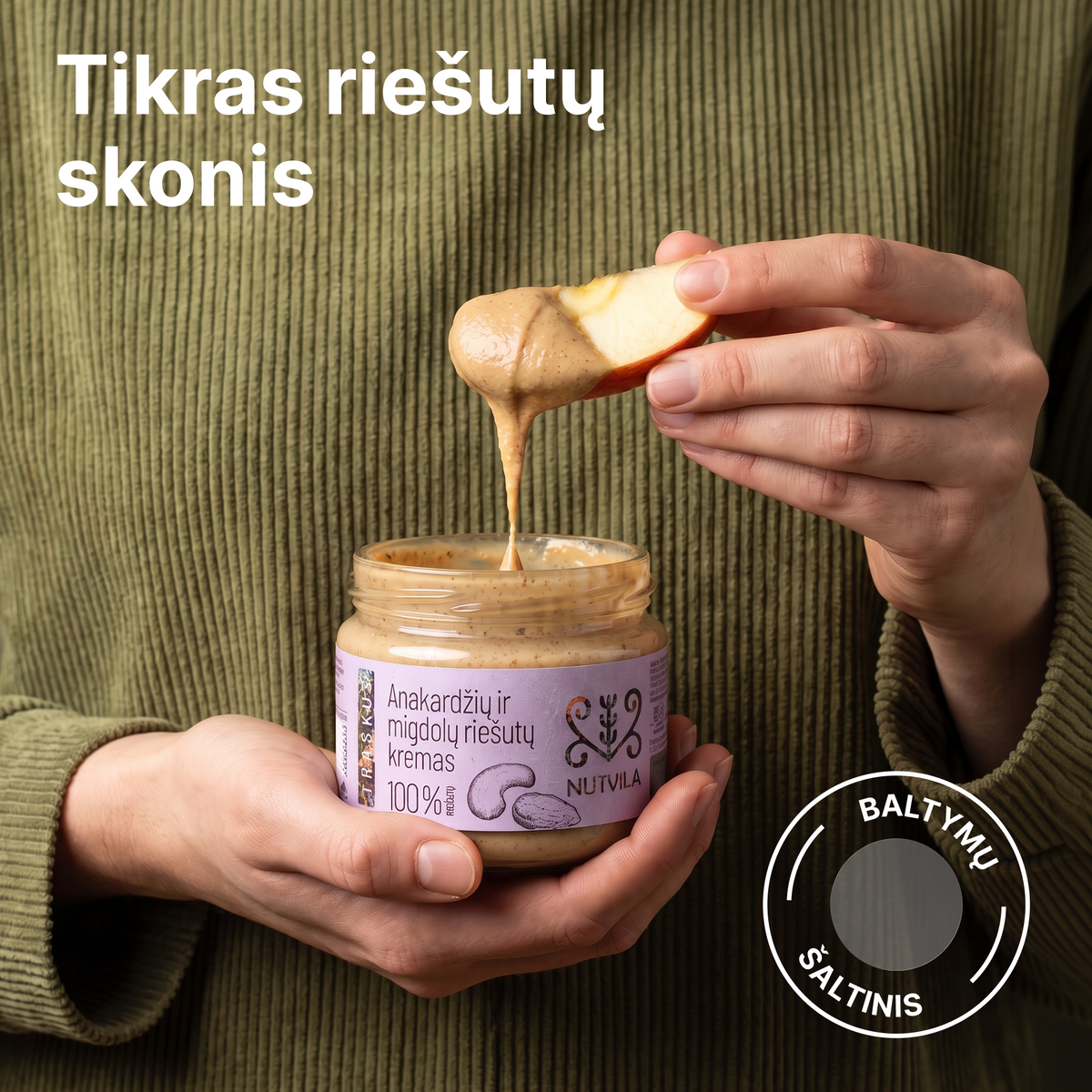 Traškus anakardžių ir migdolų riešutų kremas