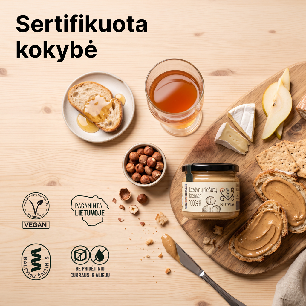 Traškus lazdynų riešutų kremas